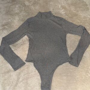Fashion Nova Heather Gray Turtleneck Bodysuit